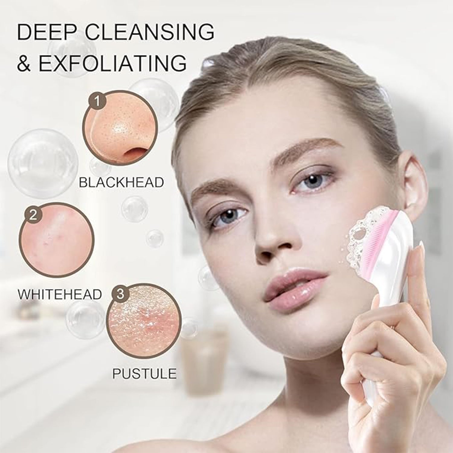 Silicone Face Scrubber Exfoliating Brush, Manual Handheld Facial Cleansing Brush (1 Pc) Silicone Face Scrubber Exfoliating Brush, Manual Handheld Facial Cleansing Brush (1 Pc)